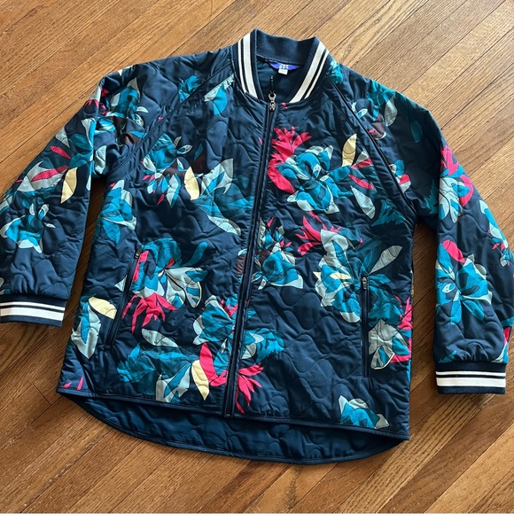 JoyLab Jackets & Coats Joylab Navy Blue Quilted Floral Tropical